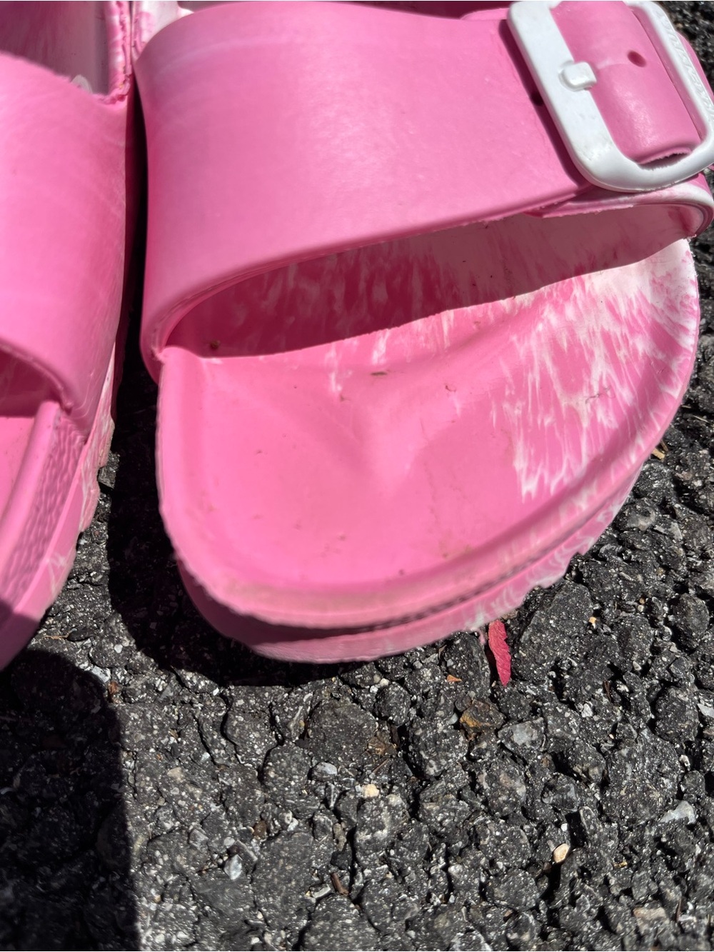 Birkenstock women’s Pink and White Double Buckle EVA Sandals - Picture 6 of 8